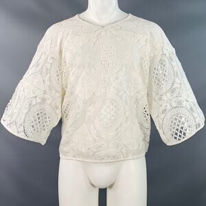 EARTHLING VIP Size M White Lace Cropped T-shirt